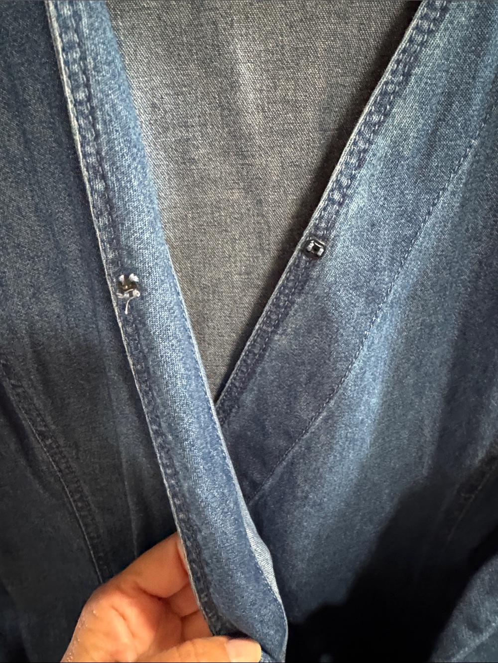 Vintage Coldwater Creek Denim-Style Wrap Top in Blue - Picture 5 of 8